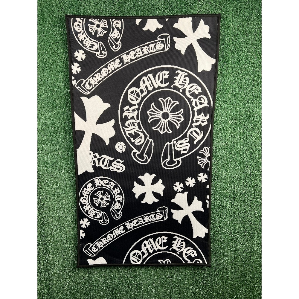 Chrome Hearts CH Black and White Crosses Rug Non Slip Back